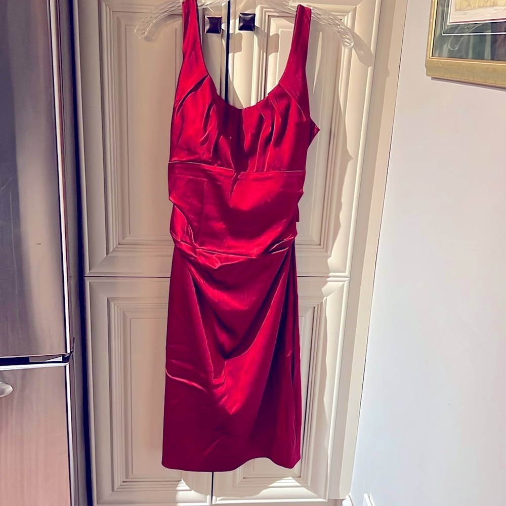 Suzy Chin for Maggy Boutique red satin dress